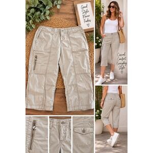 Apt. 9 Utility Skimmer Capri Pants Khaki Size 6P Stretch Cargo Cropped Trousers